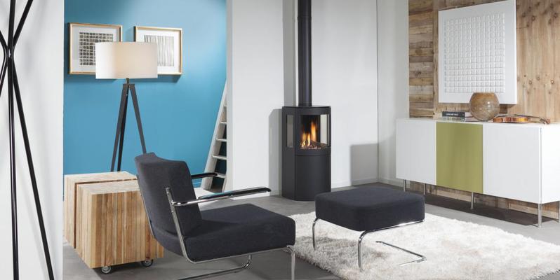 woonkamer modern licht & sprankelend driezijdig gas vrijstaand afgerond donkergrijs 