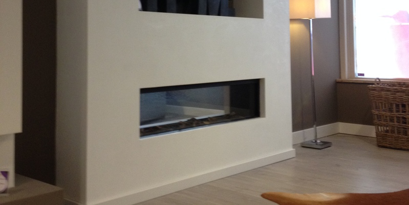 woonkamer modern inbouw front schouw licht & sprankelend gas wit rechthoekig 