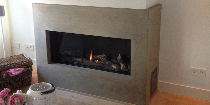 woonkamer modern grijs stevig & rustiek inbouw front schouw rechthoek gas 