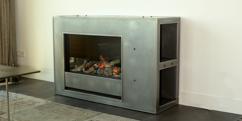 elektrisch woonkamer modern stevig & rustiek inbouw front schouw rechthoekig aluminium 