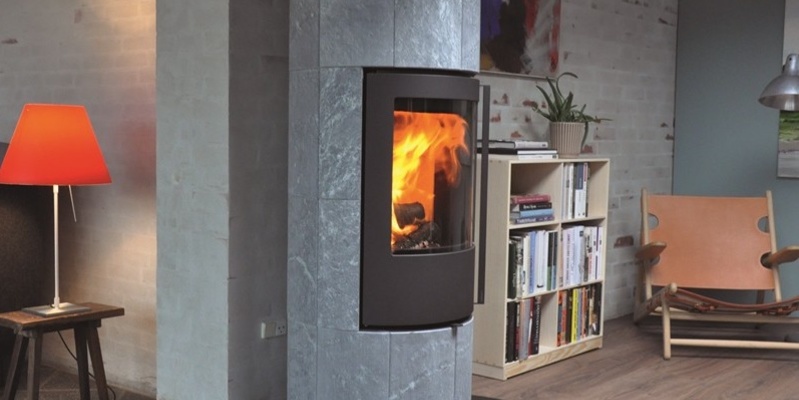 woonkamer modern stevig & rustiek front vrijstaand hout speksteen half rond 