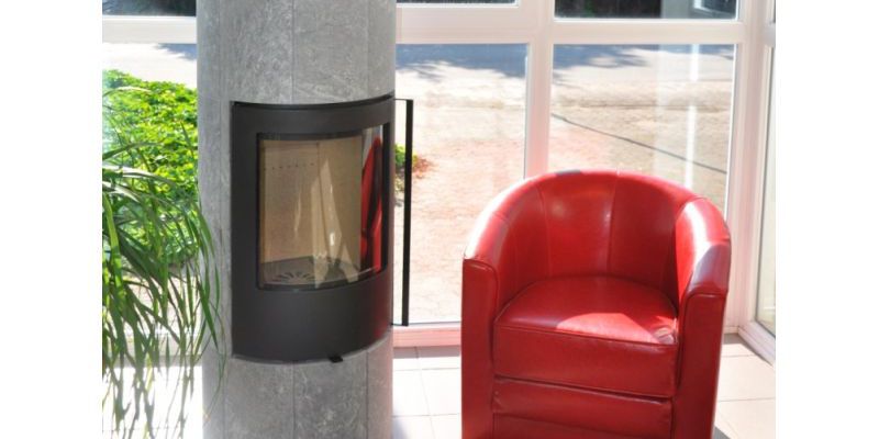 woonkamer modern stevig & rustiek front schouw vrijstaand rond hout 