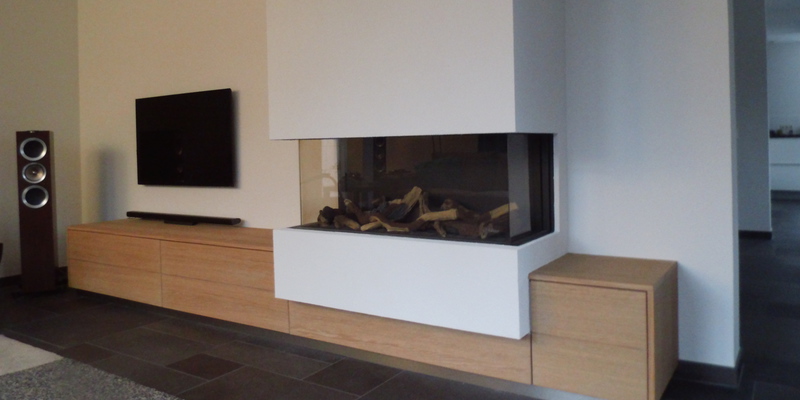 woonkamer modern inbouw schouw zwart rechthoek licht & sprankelend driezijdig gas 