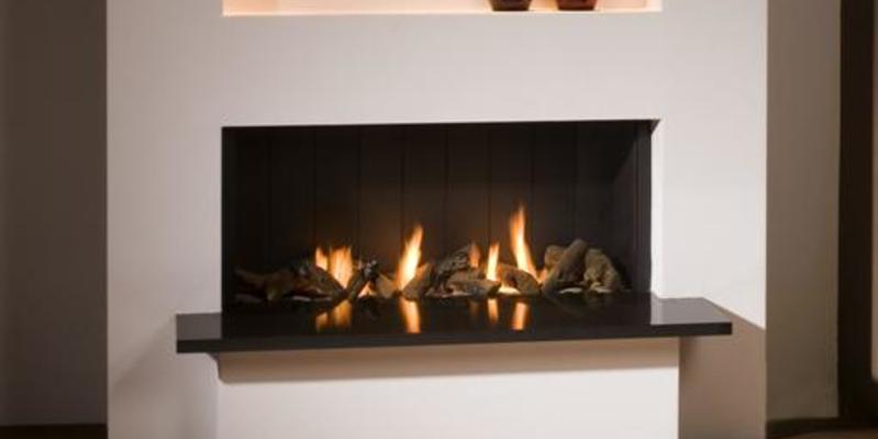 woonkamer modern inbouw front schouw rechthoek licht & sprankelend gas zwart wit 