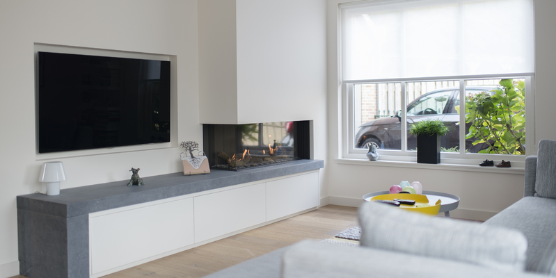 woonkamer modern inbouw licht & sprankelend gas wit rechthoekig hoek 