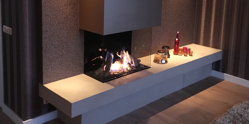 hip & happening woonkamer modern inbouw schouw zwart rechthoek driezijdig gas 