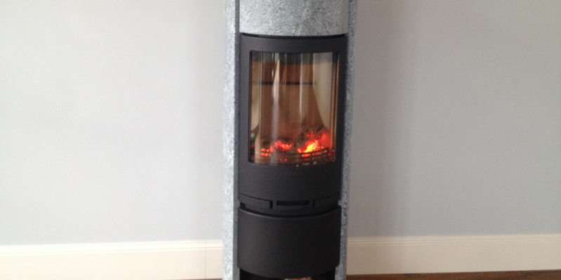 woonkamer modern stevig & rustiek front vrijstaand hout speksteen half rond 