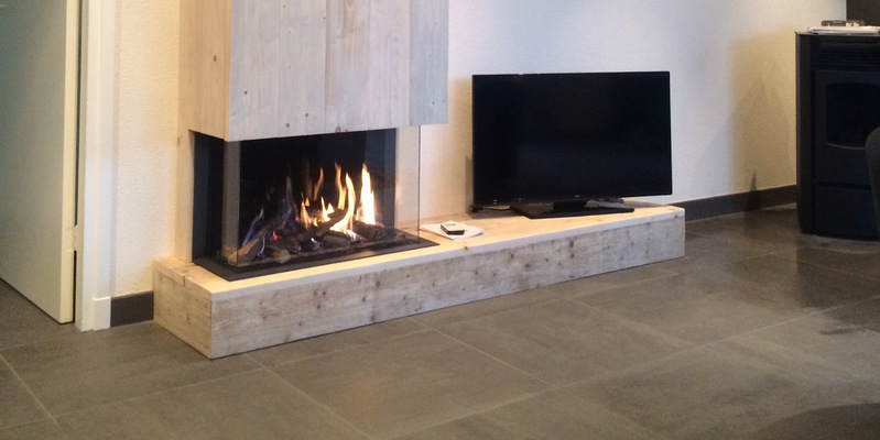 hip & happening woonkamer inbouw schouw rechthoek driezijdig gas houtlook 