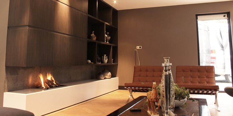 woonkamer modern inbouw zwart rechthoek driezijdig gas sfeervol & klassiek 