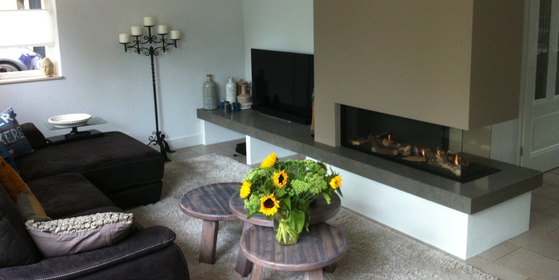 hip & happening woonkamer modern grijs inbouw driezijdig gas rechthoekig plateau  