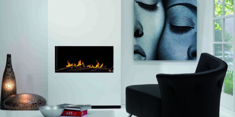 woonkamer modern inbouw front rechthoek licht & sprankelend gas zwart wit 