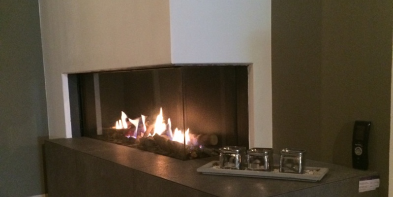 hip & happening woonkamer modern inbouw gas tweezijdig rechthoekig taupe 