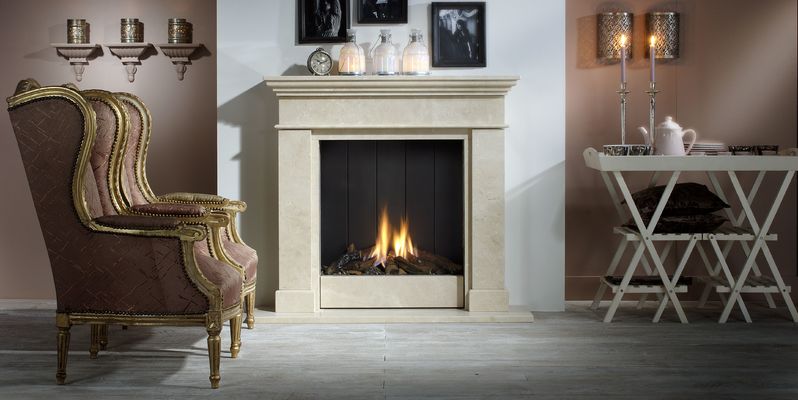 woonkamer modern inbouw front schouw rechthoek gas sfeervol & klassiek beige 