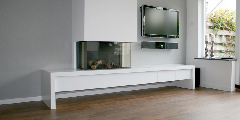 hip & happening woonkamer modern inbouw driezijdig gas wit rechthoekig 