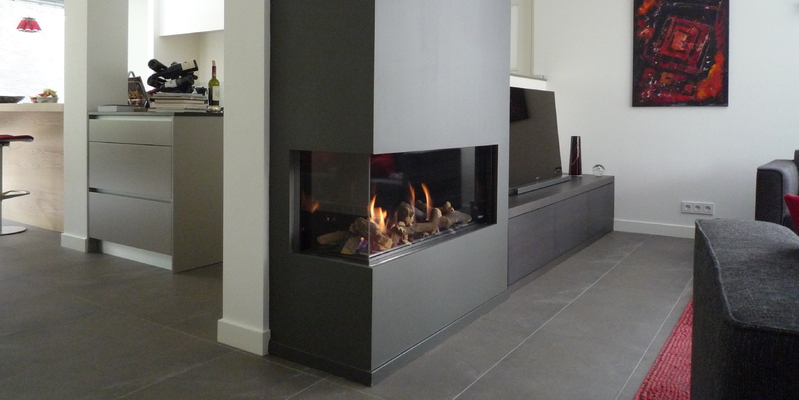 hip & happening woonkamer modern grijs inbouw gas tweezijdig rechthoekig 