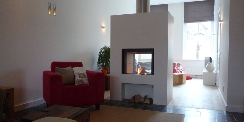 hip & happening woonkamer modern doorkijk inbouw rechthoek gas wit 