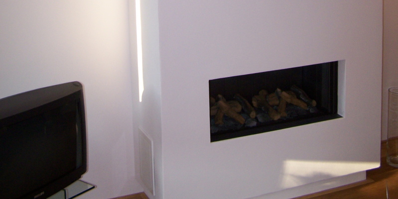 hip & happening woonkamer modern inbouw front rechthoek gas zwart wit 