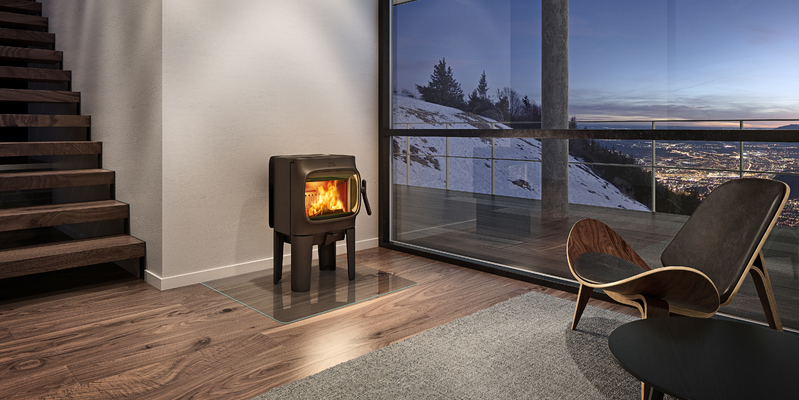 woonkamer modern vierkant front zwart licht & sprankelend vrijstaand hout 