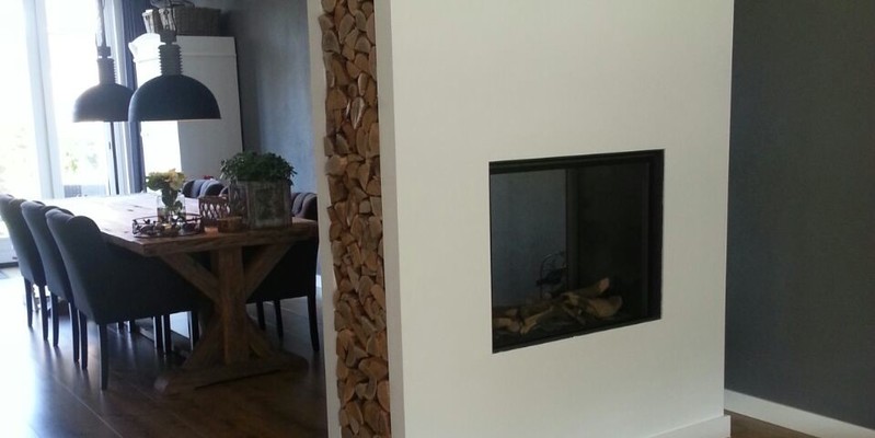 hip & happening woonkamer modern doorkijk inbouw rechthoek gas wit 