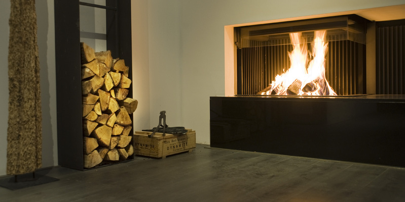 hip & happening woonkamer modern zwart tweezijdig hout hoekig plateau  inbouw met liftdeur 