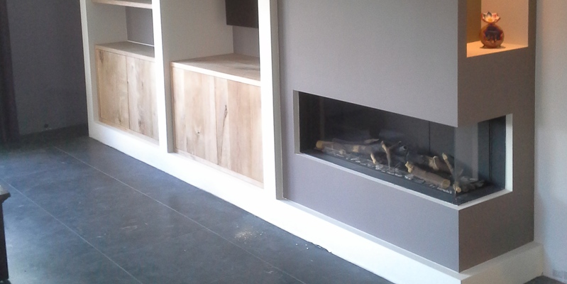 woonkamer modern inbouw licht & sprankelend gas rechthoekig hoek antraciet 