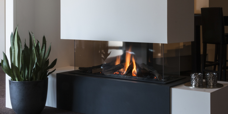 hip & happening woonkamer modern doorkijk inbouw gas rechthoekig wit grijs 