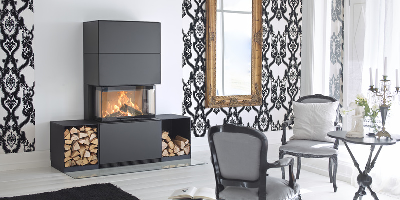 woonkamer modern licht & sprankelend driezijdig hout rechthoekig antraciet inbouw met liftdeur 