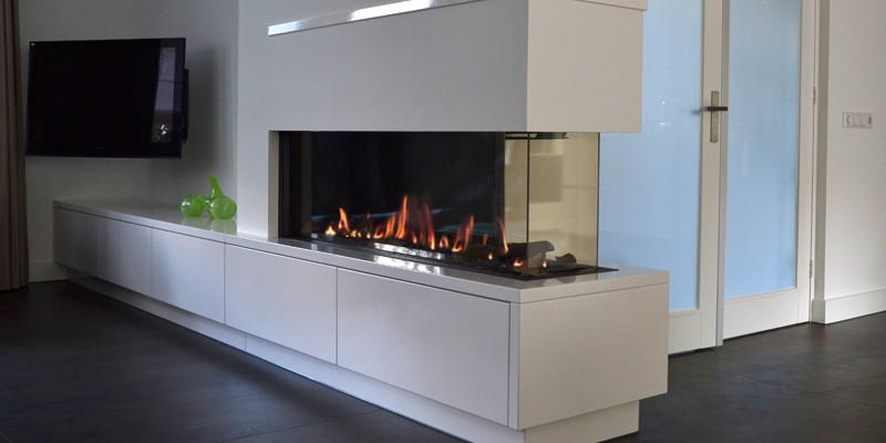 hip & happening woonkamer modern doorkijk inbouw gas wit rechthoekig plateau  