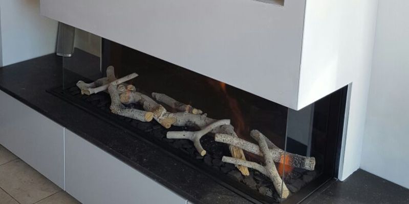 hip & happening woonkamer modern inbouw driezijdig gas rechthoekig zwart wit 