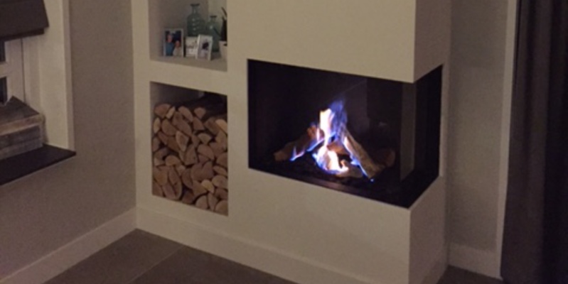 woonkamer modern inbouw licht & sprankelend gas wit tweezijdig hoekig 