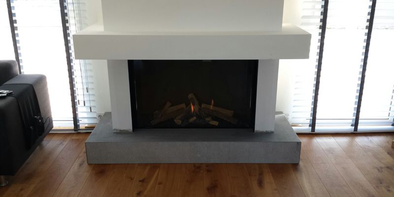 woonkamer modern inbouw front schouw rechthoek licht & sprankelend gas wit grijs 