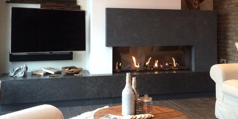 hip & happening woonkamer modern inbouw front schouw zwart gas rechthoekig 