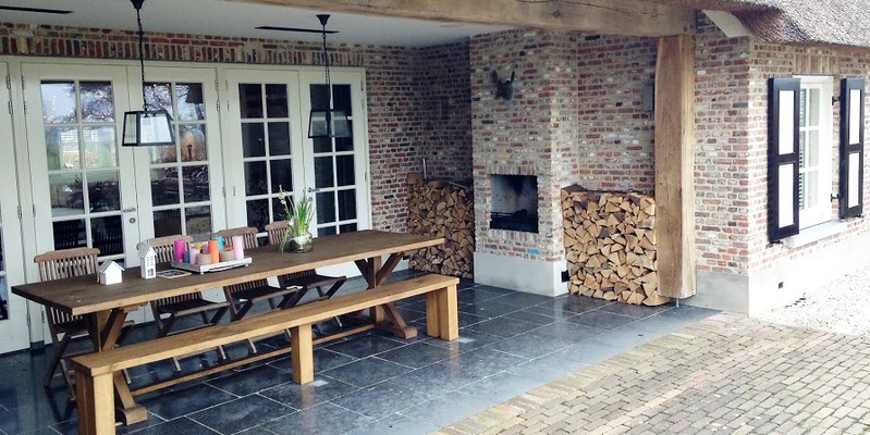 vierkant stevig & rustiek inbouw front klassiek Veranda hout steenmotief 