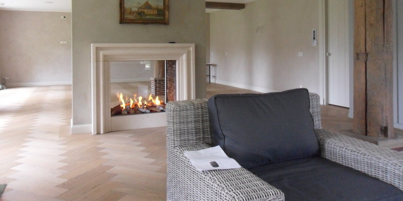 woonkamer modern doorkijk stevig & rustiek inbouw schouw rechthoek gas creme 