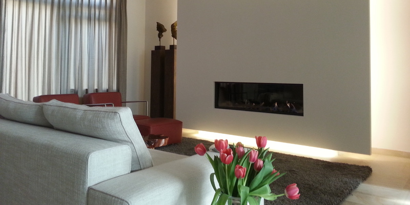 woonkamer modern inbouw front rechthoek licht & sprankelend gas wit 