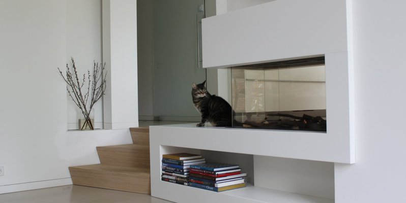 hip & happening woonkamer modern doorkijk inbouw gas wit rechthoekig 