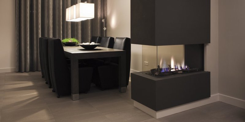 hip & happening woonkamer modern inbouw zwart driezijdig gas rechthoekig 