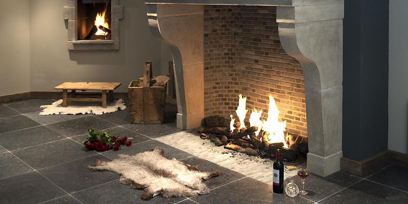 vierkant inbouw front schouw gas klassiek sfeervol & klassiek creme open vuur showroom 