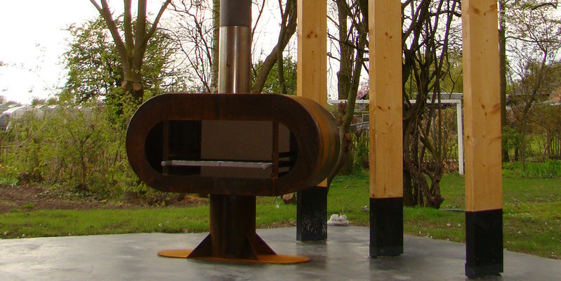 modern stevig & rustiek front vrijstaand Veranda hout ovaal 