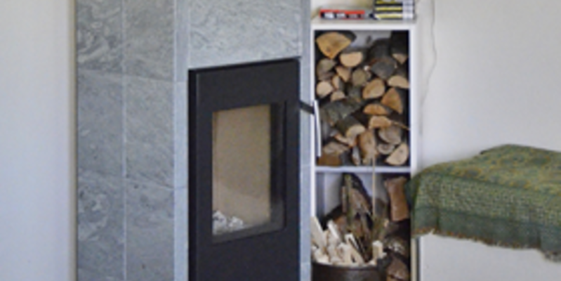woonkamer modern stevig & rustiek front verticaal vrijstaand hout speksteen 