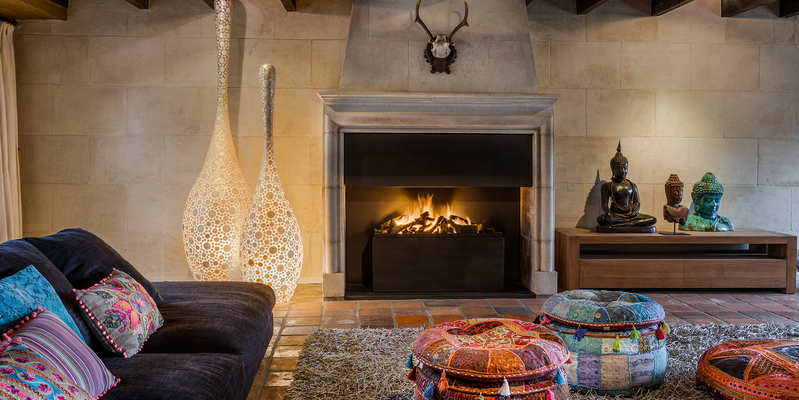 hip & happening woonkamer modern inbouw front schouw rechthoek gas donkerbruin 