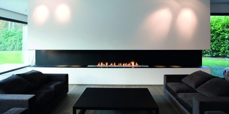 hip & happening woonkamer modern inbouw front rechthoek gas zwart wit 