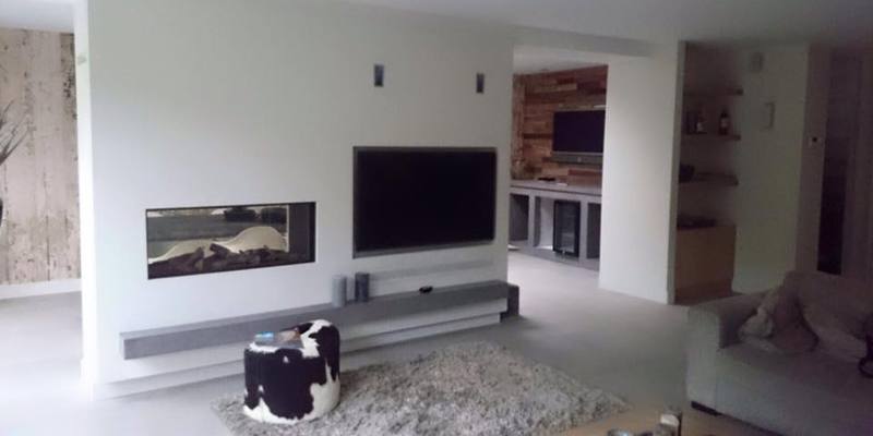 hip & happening woonkamer modern doorkijk inbouw rechthoek gas wit 