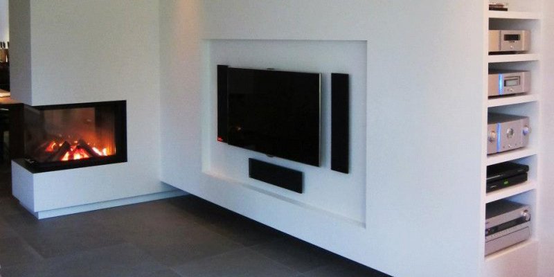 hip & happening woonkamer modern driezijdig wit hout rechthoekig inbouw met liftdeur 