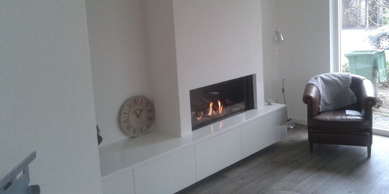 woonkamer modern inbouw front rechthoek licht & sprankelend gas wit 