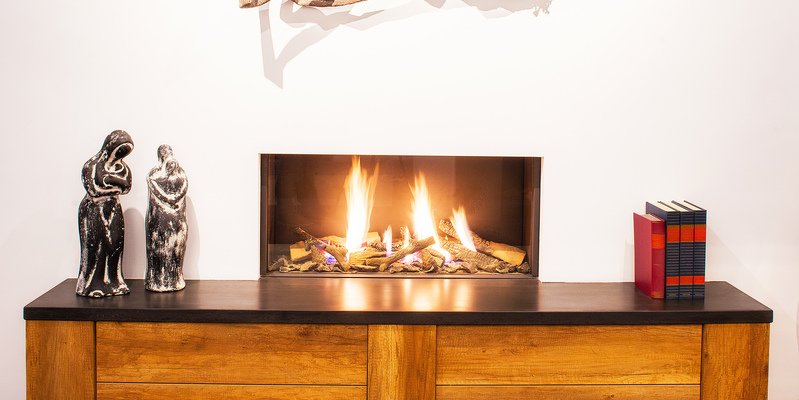 hip & happening woonkamer modern inbouw front rechthoek gas zwart wit 