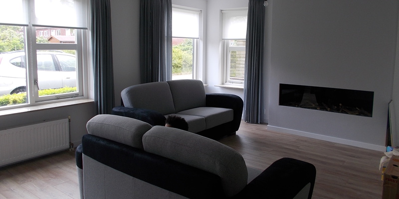 hip & happening woonkamer modern grijs inbouw front rechthoek gas 