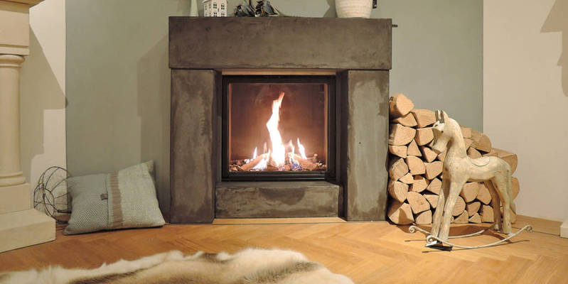 hip & happening woonkamer modern grijs vierkant inbouw front schouw gas 