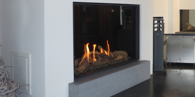 hip & happening woonkamer modern inbouw front schouw rechthoek gas wit grijs 