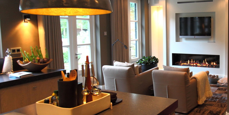 woonkamer modern inbouw front rechthoek gas sfeervol & klassiek beige 